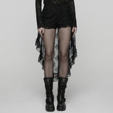 WK-761XDF Gothic Skirt Asymmetrical Lace Ruffle High-Low Hem Design